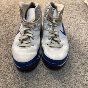 White and Blue High-Top Sneakers